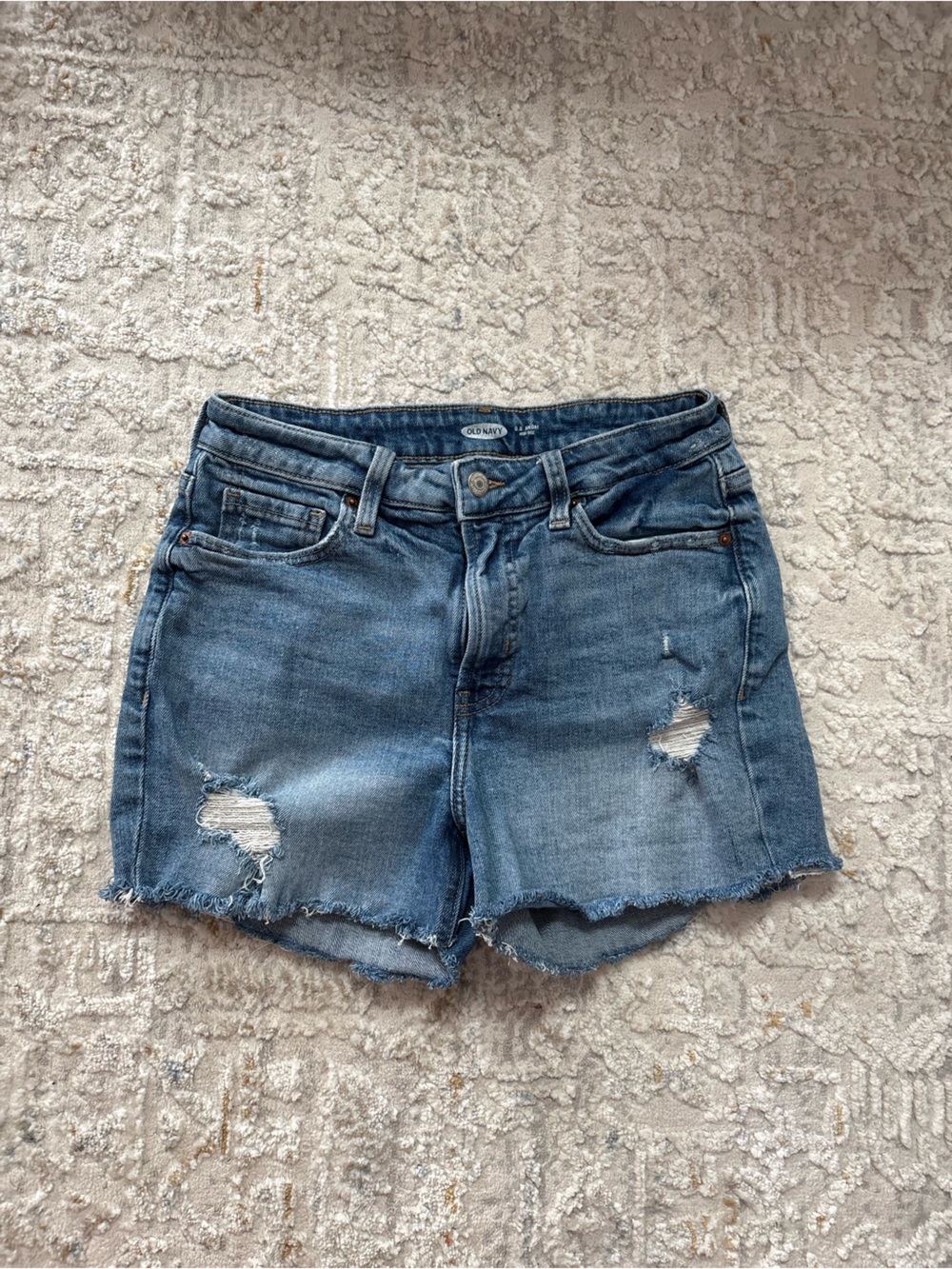 Old Navy Blue Distressed High Rise Denim Shorts